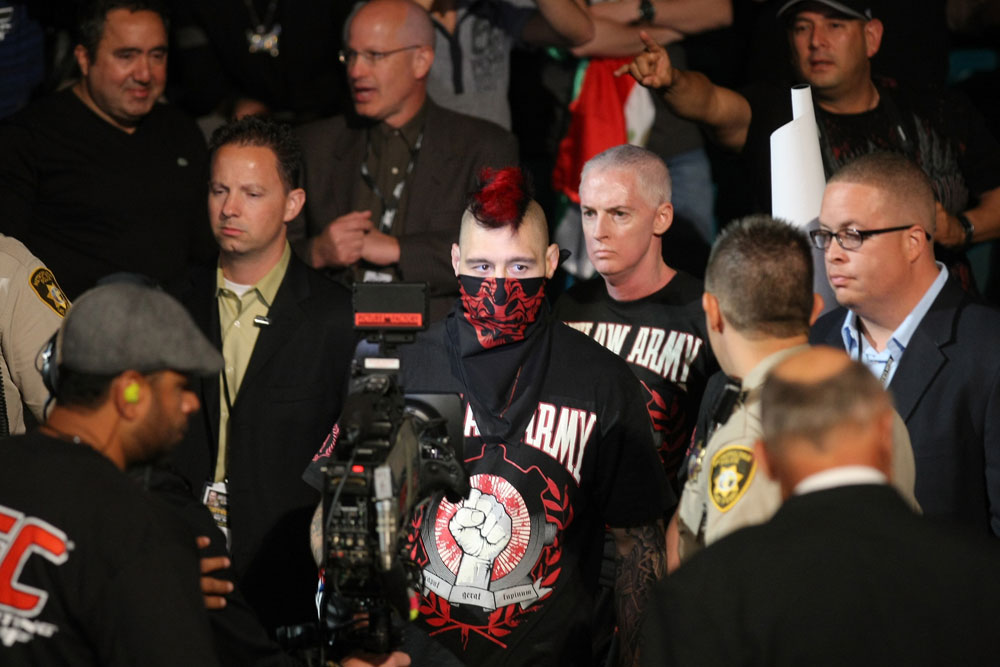 LAS VEGAS, NV - MAY 26:  Dan Hardy walks towards the Octagon during a welterweight bout at UFC 146 at MGM Grand Garden Arena on May 26, 2012 in Las Vegas, Nevada.  (Photo by Donald Miralle/Zuffa LLC/Zuffa LLC via Getty Images)