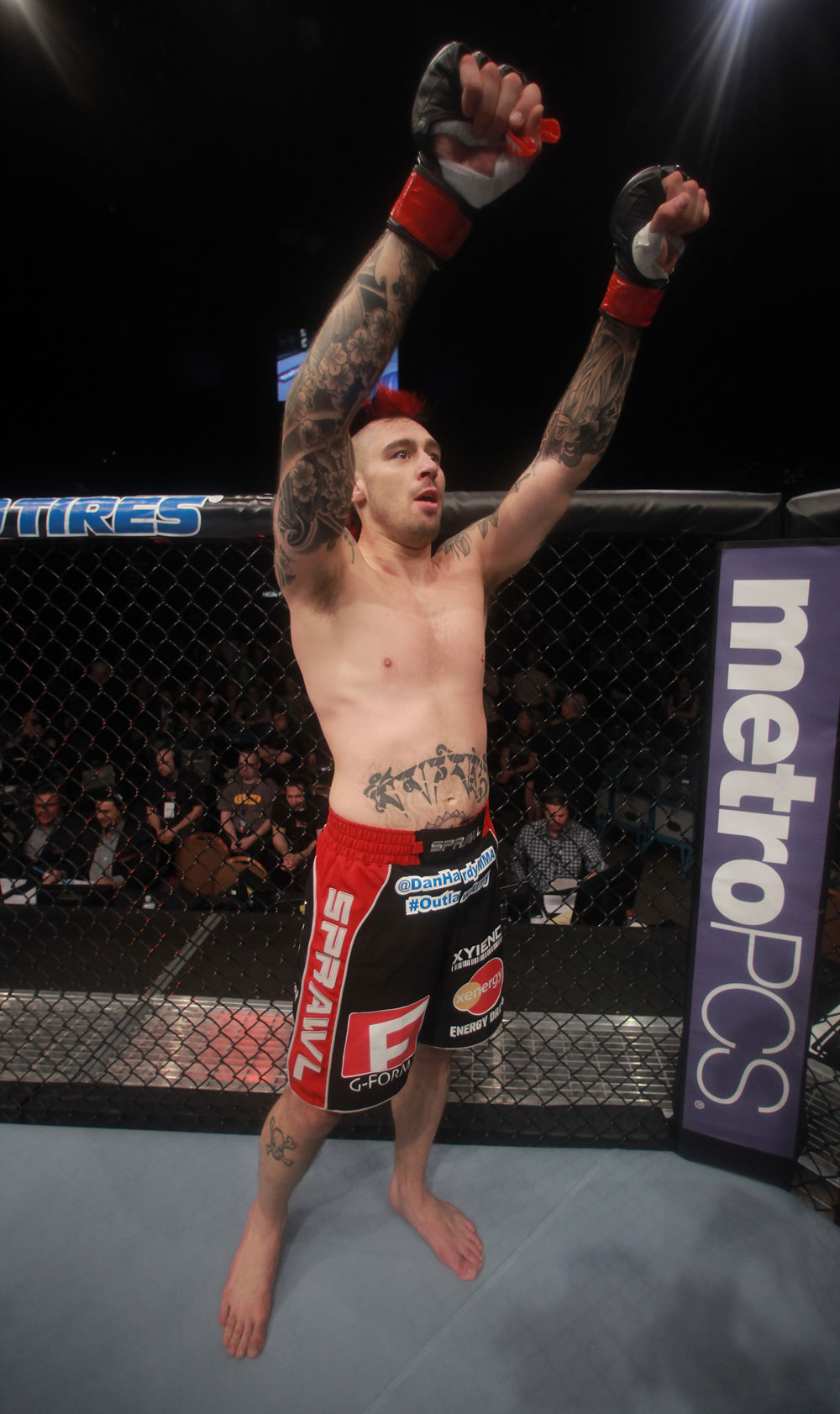 LAS VEGAS, NV - MAY 26:  Dan Hardy reacts to his knockout victory over Duane Ludwig during a welterweight bout at UFC 146 at MGM Grand Garden Arena on May 26, 2012 in Las Vegas, Nevada.  (Photo by Donald Miralle/Zuffa LLC/Zuffa LLC via Getty Images)
