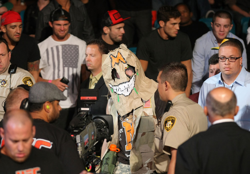 LAS VEGAS, NV - MAY 26:  Jason Miller (C) walks to the Octagon during a middleweight bout at UFC 146 at MGM Grand Garden Arena on May 26, 2012 in Las Vegas, Nevada.  (Photo by Donald Miralle/Zuffa LLC/Zuffa LLC via Getty Images)