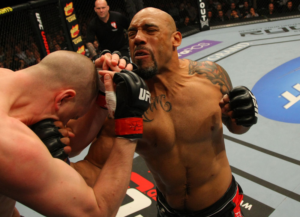 LAS VEGAS, NV - MAY 26:  Lavar Johnson (R) punches Stefan Struve during a heavyweight bout at UFC 146 at MGM Grand Garden Arena on May 26, 2012 in Las Vegas, Nevada.  (Photo by Donald Miralle/Zuffa LLC/Zuffa LLC via Getty Images)