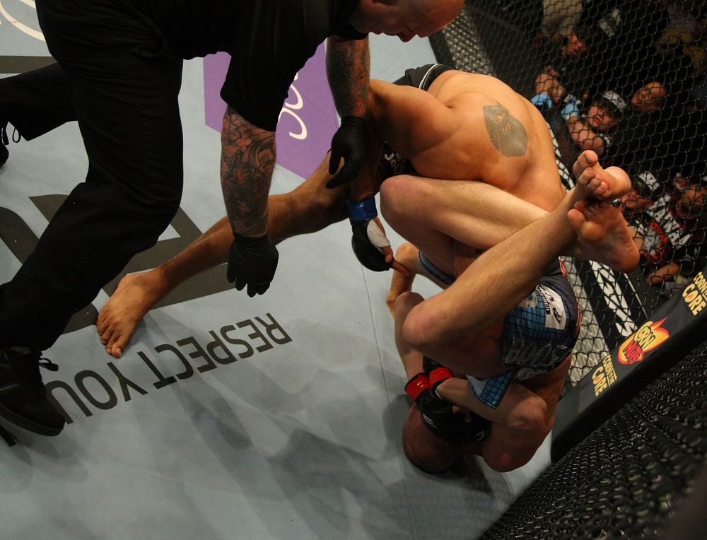 LAS VEGAS, NV - MAY 26:  Stefan Struve attempts to submit Lavar Johnson (black shorts) during a heavyweight bout at UFC 146 at MGM Grand Garden Arena on May 26, 2012 in Las Vegas, Nevada.  (Photo by Donald Miralle/Zuffa LLC/Zuffa LLC via Getty Images)