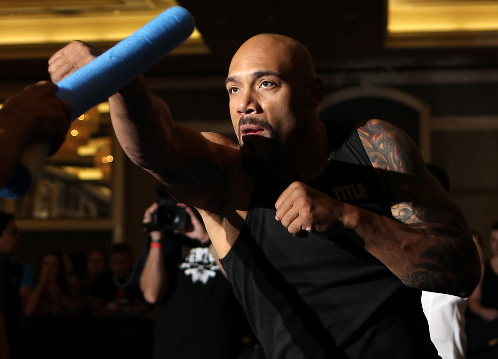 LAS VEGAS, NV - MAY 23: Lavar Johnson works out for the media and fans during the UFC 146 Open Workouts at MGM Grand on May 23, 2012 in Las Vegas, Nevada. (Photo by Josh Hedges/Zuffa LLC/Zuffa LLC via Getty Images)