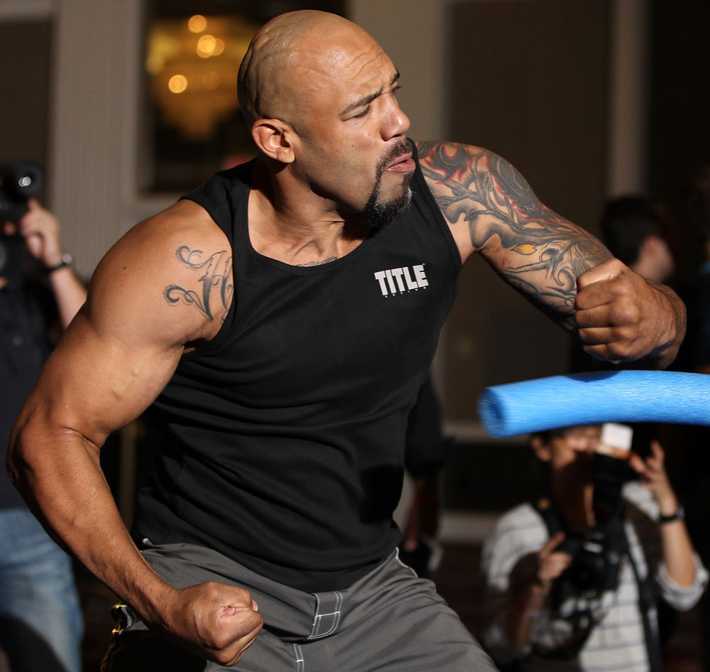 LAS VEGAS, NV - MAY 23: Lavar Johnson works out for the media and fans during the UFC 146 Open Workouts at MGM Grand on May 23, 2012 in Las Vegas, Nevada. (Photo by Josh Hedges/Zuffa LLC/Zuffa LLC via Getty Images)