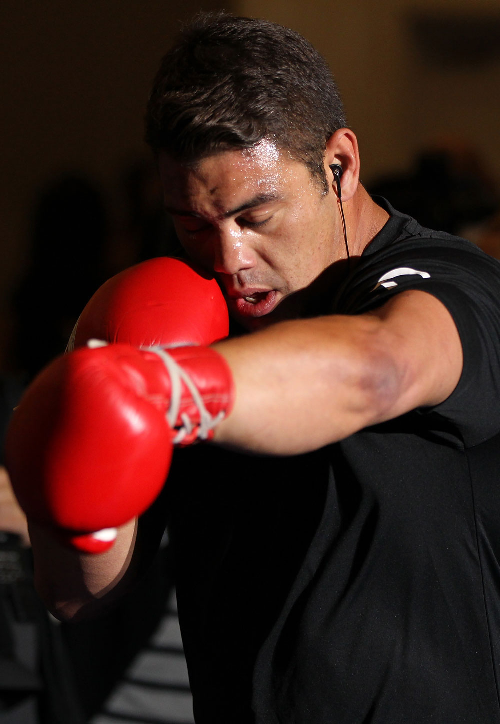 LAS VEGAS, NV - MAY 23: Shane Del Rosario works out for the media and fans during the UFC 146 Open Workouts at MGM Grand on May 23, 2012 in Las Vegas, Nevada. (Photo by Josh Hedges/Zuffa LLC/Zuffa LLC via Getty Images)