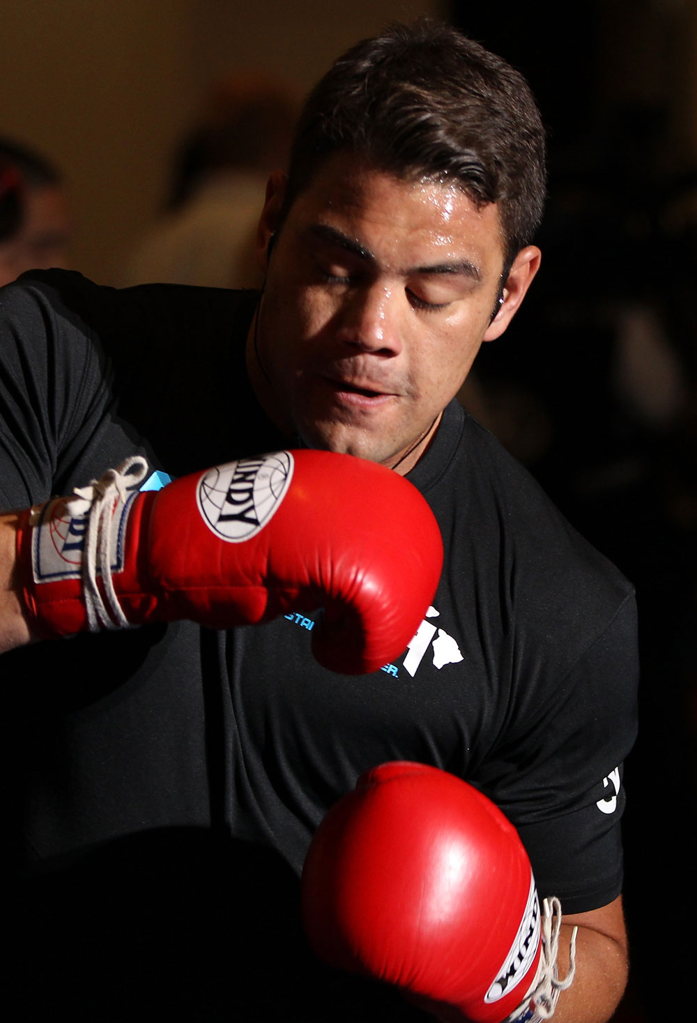 LAS VEGAS, NV - MAY 23: Shane Del Rosario works out for the media and fans during the UFC 146 Open Workouts at MGM Grand on May 23, 2012 in Las Vegas, Nevada. (Photo by Josh Hedges/Zuffa LLC/Zuffa LLC via Getty Images)