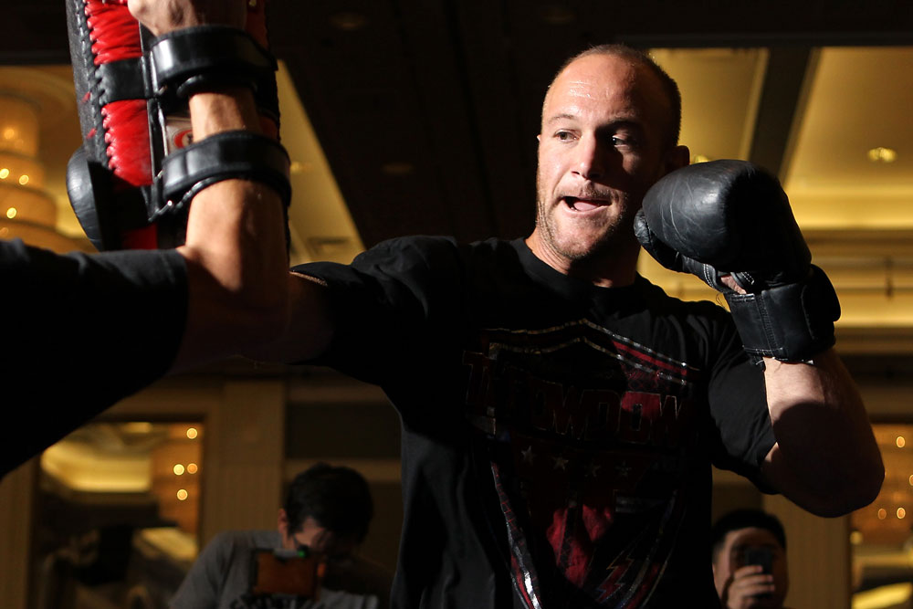 LAS VEGAS, NV - MAY 23: Dave Herman works out for the media and fans during the UFC 146 Open Workouts at MGM Grand on May 23, 2012 in Las Vegas, Nevada. (Photo by Josh Hedges/Zuffa LLC/Zuffa LLC via Getty Images)