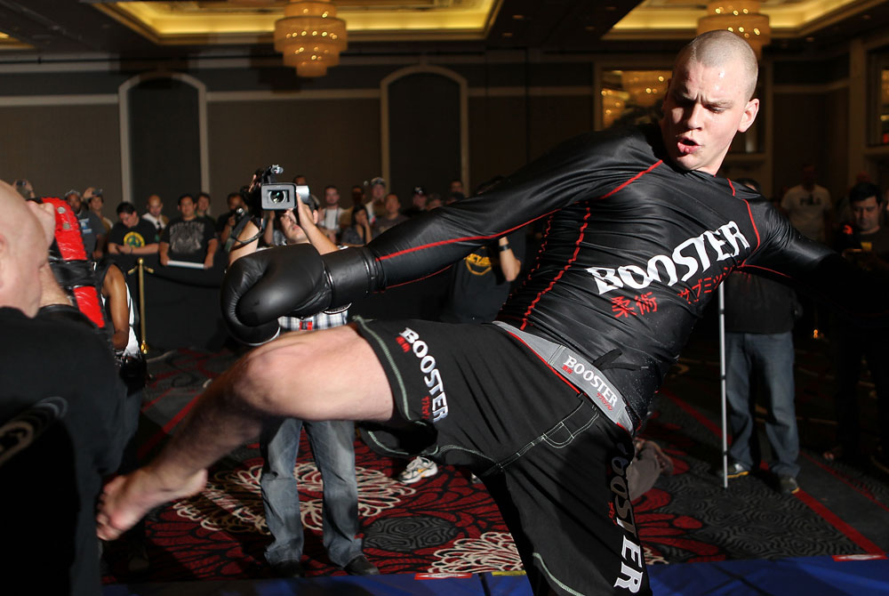 LAS VEGAS, NV - MAY 23: Stefan Struve works out for the media and fans during the UFC 146 Open Workouts at MGM Grand on May 23, 2012 in Las Vegas, Nevada. (Photo by Josh Hedges/Zuffa LLC/Zuffa LLC via Getty Images)