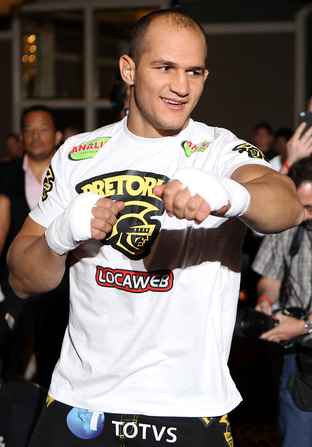 LAS VEGAS, NV - MAY 23: UFC Heavyweight Champion Junior dos Santos works out for the media and fans during the UFC 146 Open Workouts at MGM Grand on May 23, 2012 in Las Vegas, Nevada. (Photo by Josh Hedges/Zuffa LLC/Zuffa LLC via Getty Images)