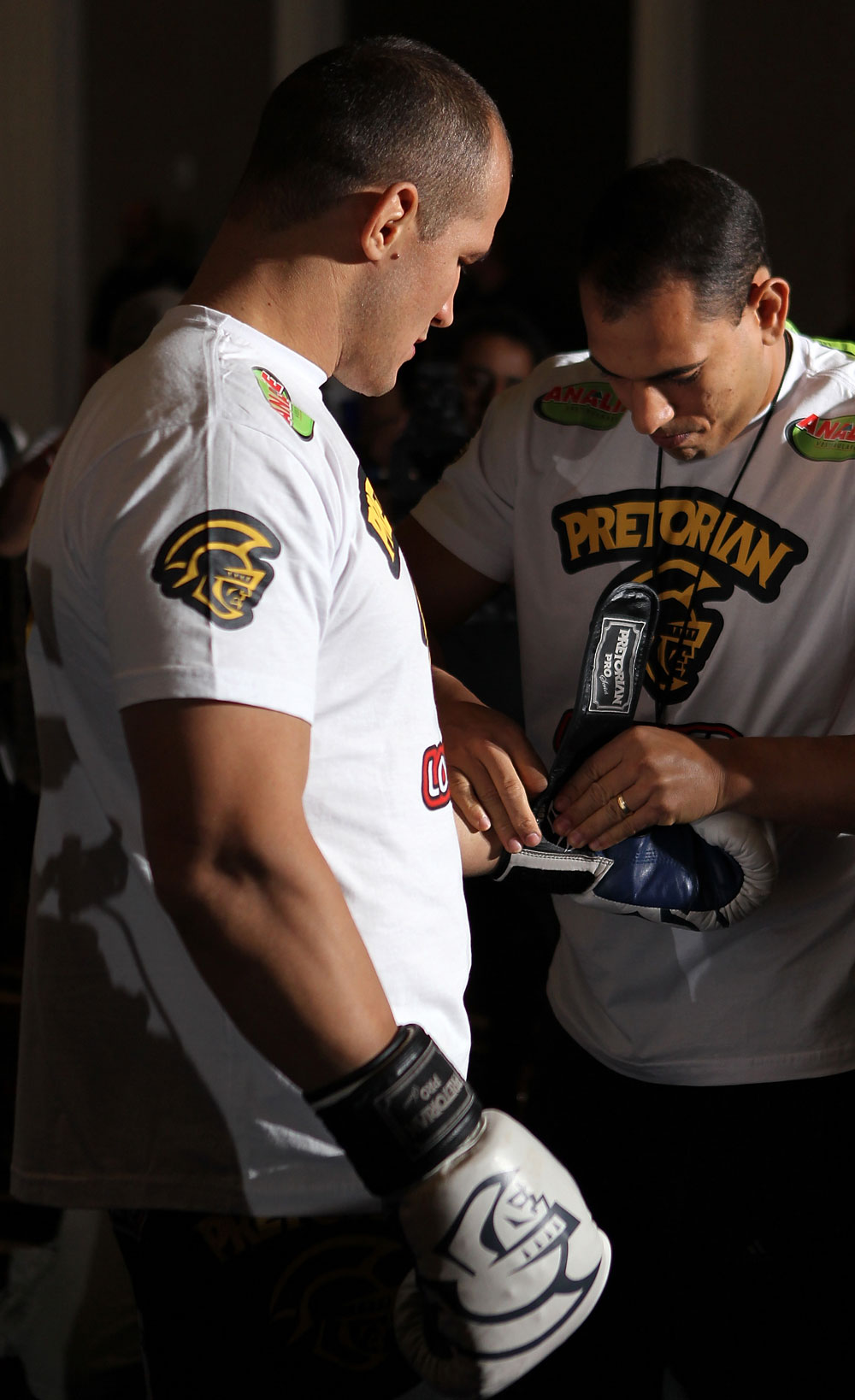 LAS VEGAS, NV - MAY 23: UFC Heavyweight Champion Junior dos Santos works out for the media and fans during the UFC 146 Open Workouts at MGM Grand on May 23, 2012 in Las Vegas, Nevada. (Photo by Josh Hedges/Zuffa LLC/Zuffa LLC via Getty Images)