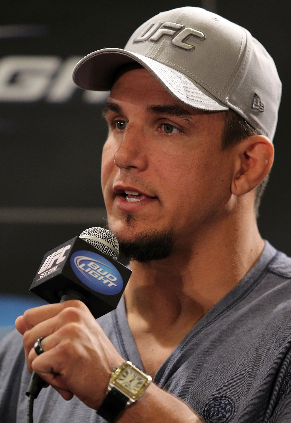 LAS VEGAS, NV - MAY 24: Former UFC Heavyweight Champion Frank Mir attends the UFC 146 press conference at MGM Grand on May 24, 2012 in Las Vegas, Nevada. (Photo by Josh Hedges/Zuffa LLC/Zuffa LLC via Getty Images)