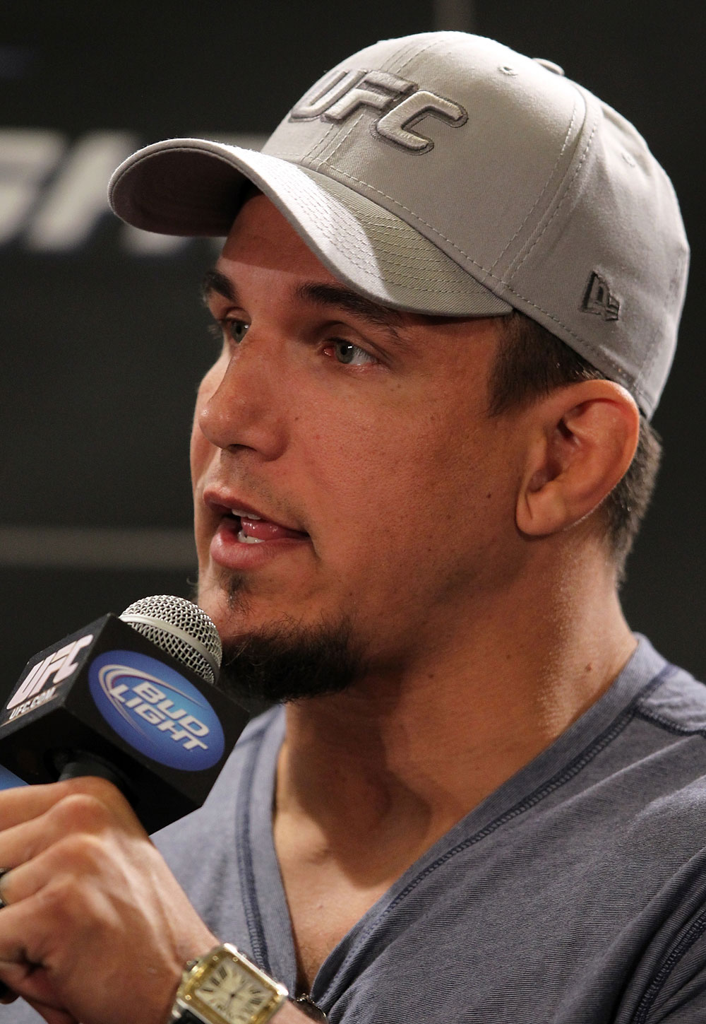 LAS VEGAS, NV - MAY 24: Former UFC Heavyweight Champion Frank Mir attends the UFC 146 press conference at MGM Grand on May 24, 2012 in Las Vegas, Nevada. (Photo by Josh Hedges/Zuffa LLC/Zuffa LLC via Getty Images)