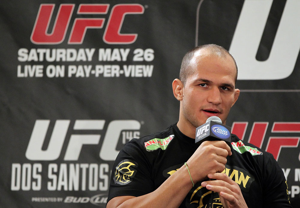 LAS VEGAS, NV - MAY 24: UFC Heavyweight Champion Junior dos Santos attends the UFC 146 press conference at MGM Grand on May 24, 2012 in Las Vegas, Nevada. (Photo by Josh Hedges/Zuffa LLC/Zuffa LLC via Getty Images)