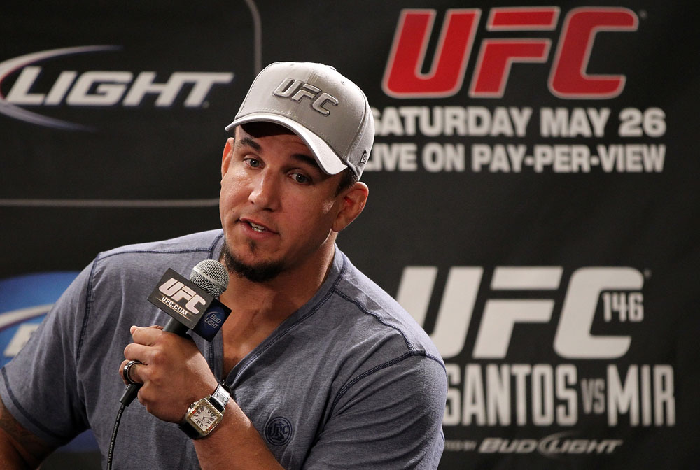 LAS VEGAS, NV - MAY 24: Former UFC Heavyweight Champion Frank Mir attends the UFC 146 press conference at MGM Grand on May 24, 2012 in Las Vegas, Nevada. (Photo by Josh Hedges/Zuffa LLC/Zuffa LLC via Getty Images)