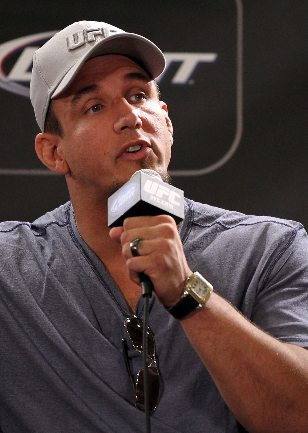 LAS VEGAS, NV - MAY 24: Former UFC Heavyweight Champion Frank Mir attends the UFC 146 press conference at MGM Grand on May 24, 2012 in Las Vegas, Nevada. (Photo by Josh Hedges/Zuffa LLC/Zuffa LLC via Getty Images)