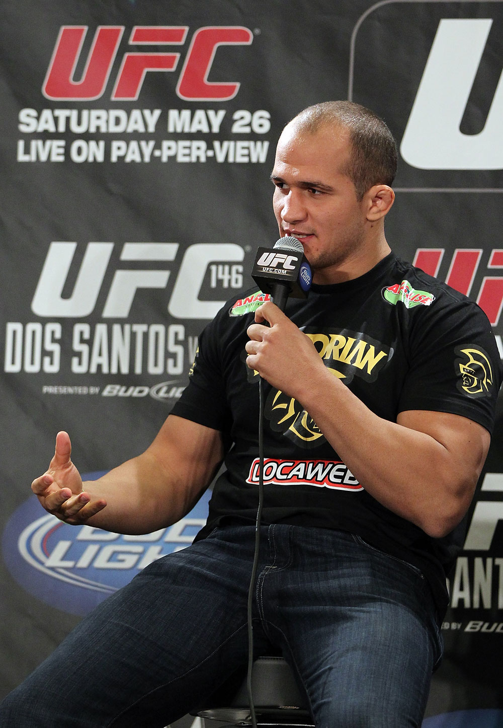 LAS VEGAS, NV - MAY 24: UFC Heavyweight Champion Junior dos Santos attends the UFC 146 press conference at MGM Grand on May 24, 2012 in Las Vegas, Nevada. (Photo by Josh Hedges/Zuffa LLC/Zuffa LLC via Getty Images)