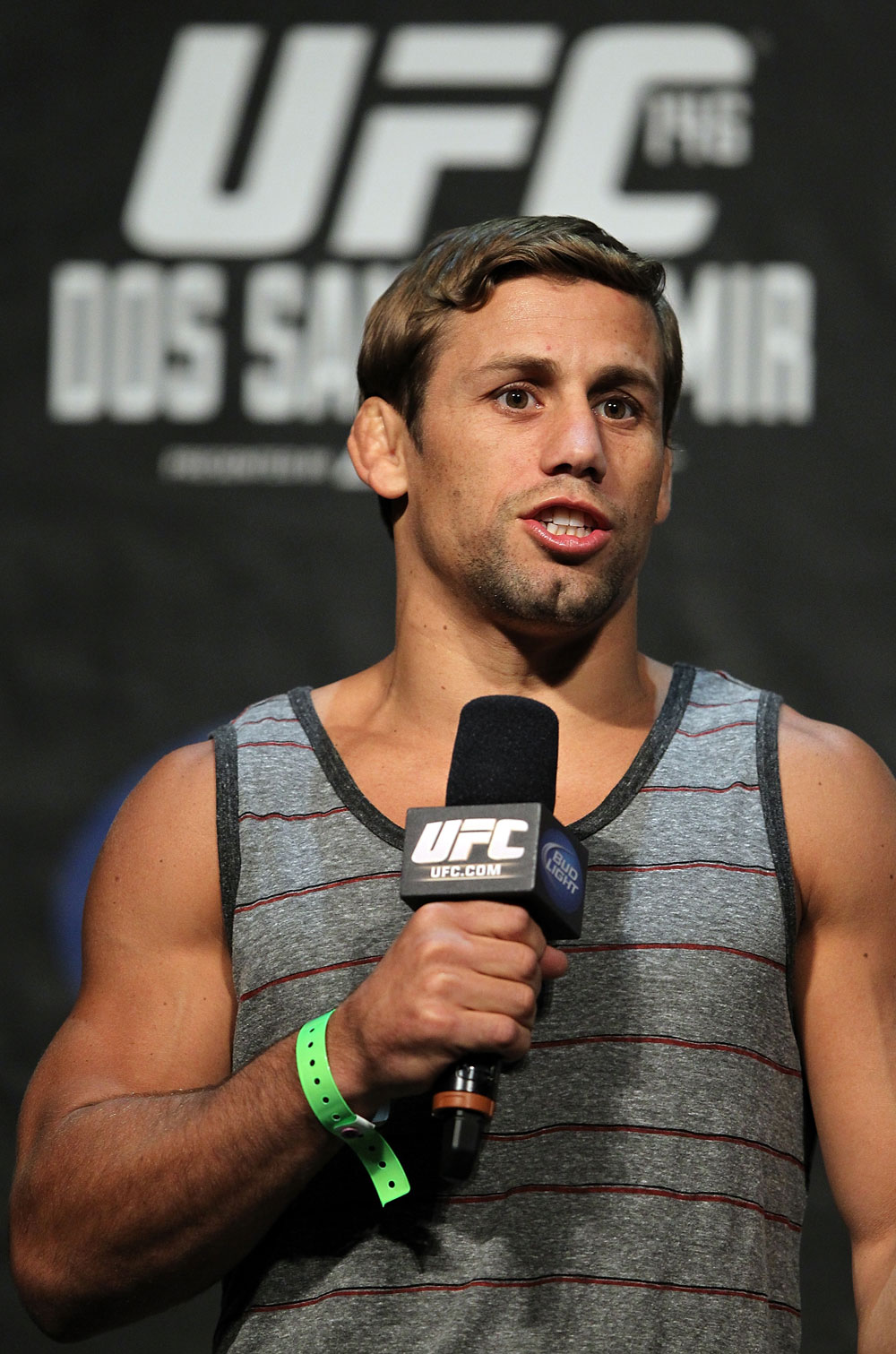 LAS VEGAS, NV - MAY 25: Urijah Faber interacts with fans during a Q&A session before the UFC 146 official weigh in at the MGM Grand Garden Arena on May 25, 2012 in Las Vegas, Nevada. (Photo by Josh Hedges/Zuffa LLC/Zuffa LLC via Getty Images)