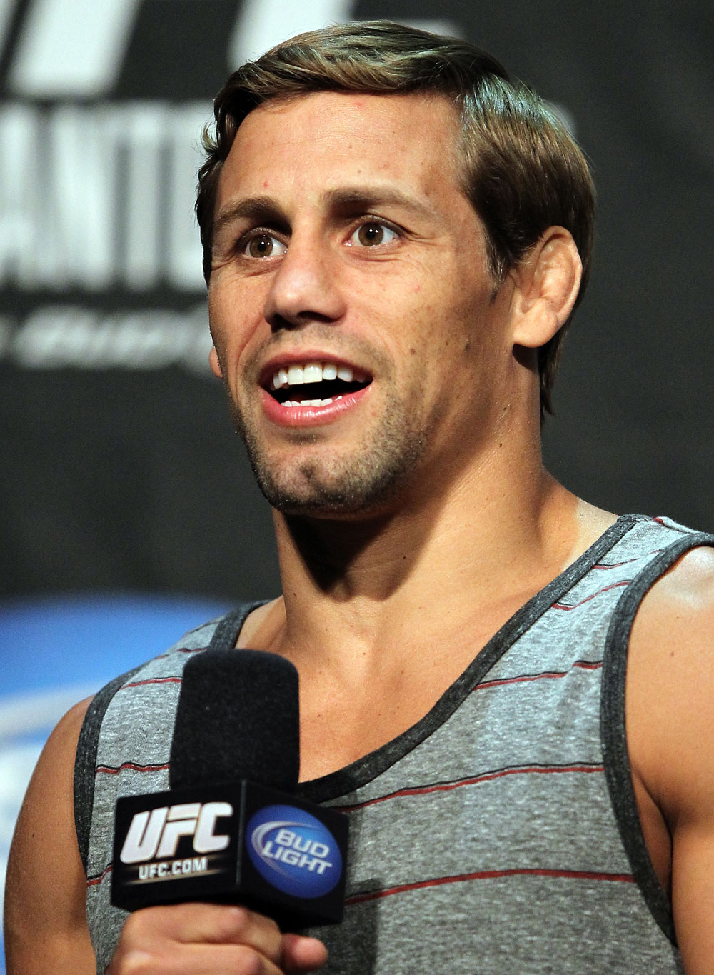 LAS VEGAS, NV - MAY 25: Urijah Faber interacts with fans during a Q&A session before the UFC 146 official weigh in at the MGM Grand Garden Arena on May 25, 2012 in Las Vegas, Nevada. (Photo by Josh Hedges/Zuffa LLC/Zuffa LLC via Getty Images)