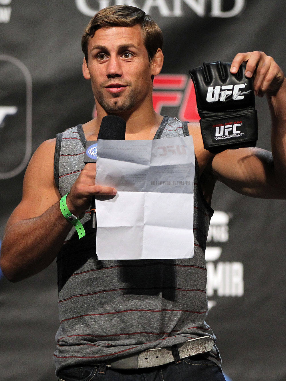 LAS VEGAS, NV - MAY 25: Urijah Faber interacts with fans during a Q&A session before the UFC 146 official weigh in at the MGM Grand Garden Arena on May 25, 2012 in Las Vegas, Nevada. (Photo by Josh Hedges/Zuffa LLC/Zuffa LLC via Getty Images)