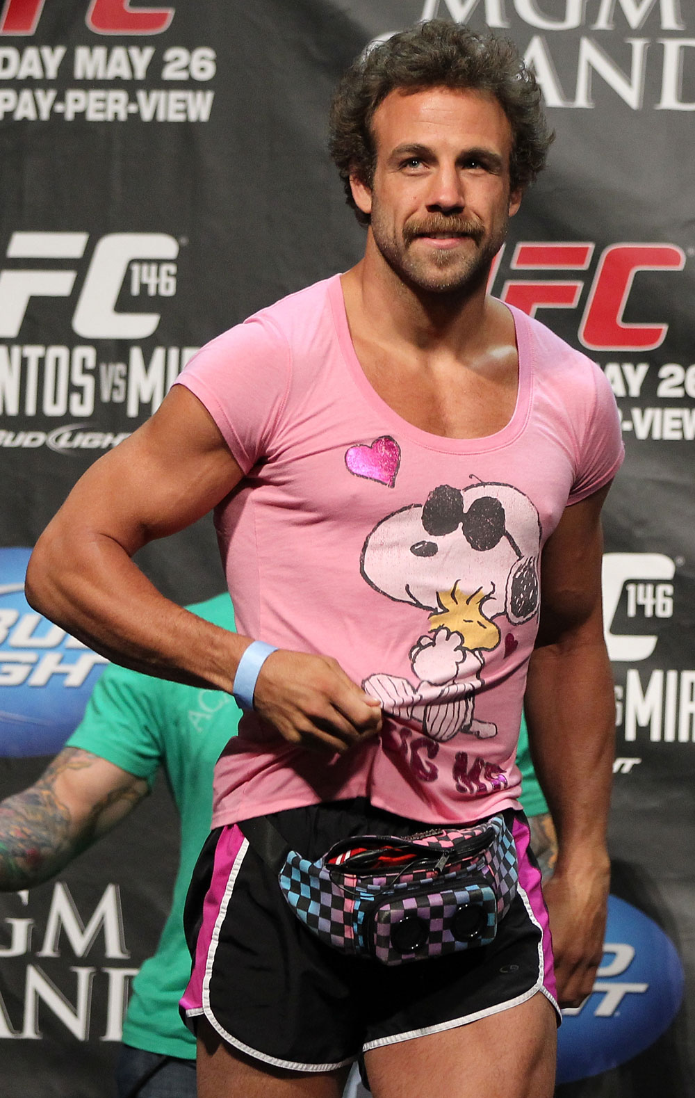 LAS VEGAS, NV - MAY 25:   Kyle Kingsbury prepares to weight in during the UFC 146 official weigh in at the MGM Grand Garden Arena on May 25, 2012 in Las Vegas, Nevada.  (Photo by Josh Hedges/Zuffa LLC/Zuffa LLC via Getty Images)