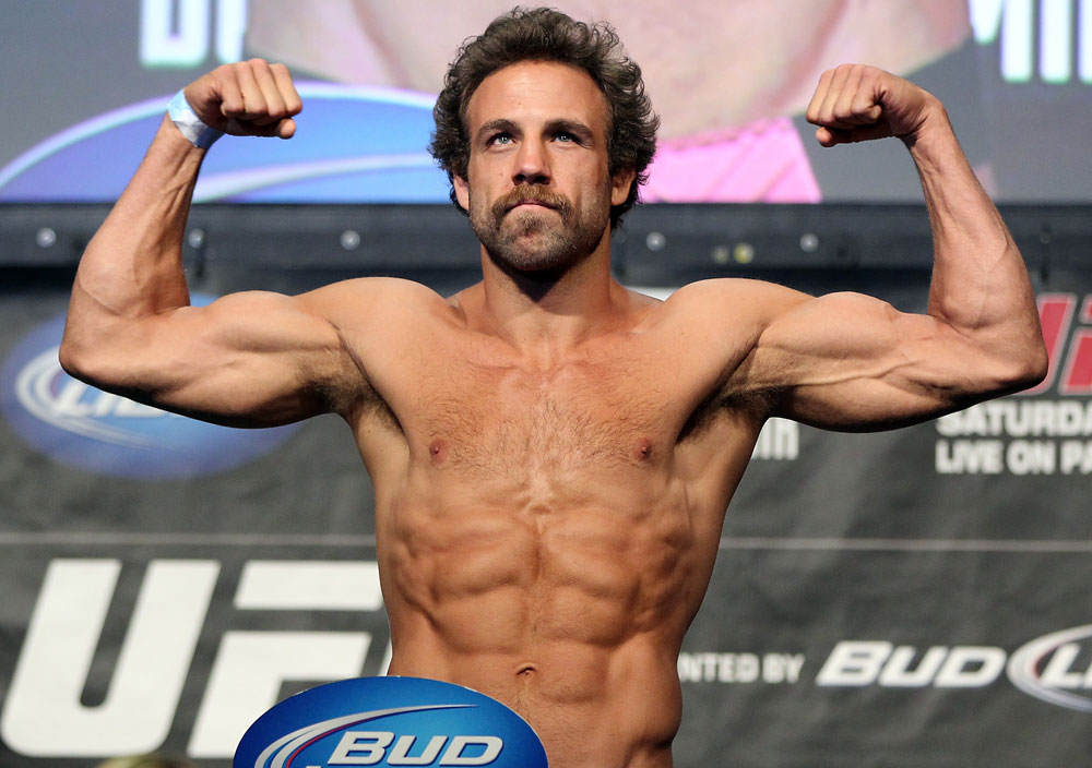 LAS VEGAS, NV - MAY 25: Kyle Kingsbury makes weight during the UFC 146 official weigh in at the MGM Grand Garden Arena on May 25, 2012 in Las Vegas, Nevada. (Photo by Josh Hedges/Zuffa LLC/Zuffa LLC via Getty Images)