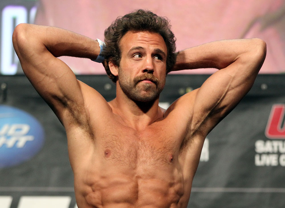 LAS VEGAS, NV - MAY 25: Kyle Kingsbury makes weight during the UFC 146 official weigh in at the MGM Grand Garden Arena on May 25, 2012 in Las Vegas, Nevada. (Photo by Josh Hedges/Zuffa LLC/Zuffa LLC via Getty Images)