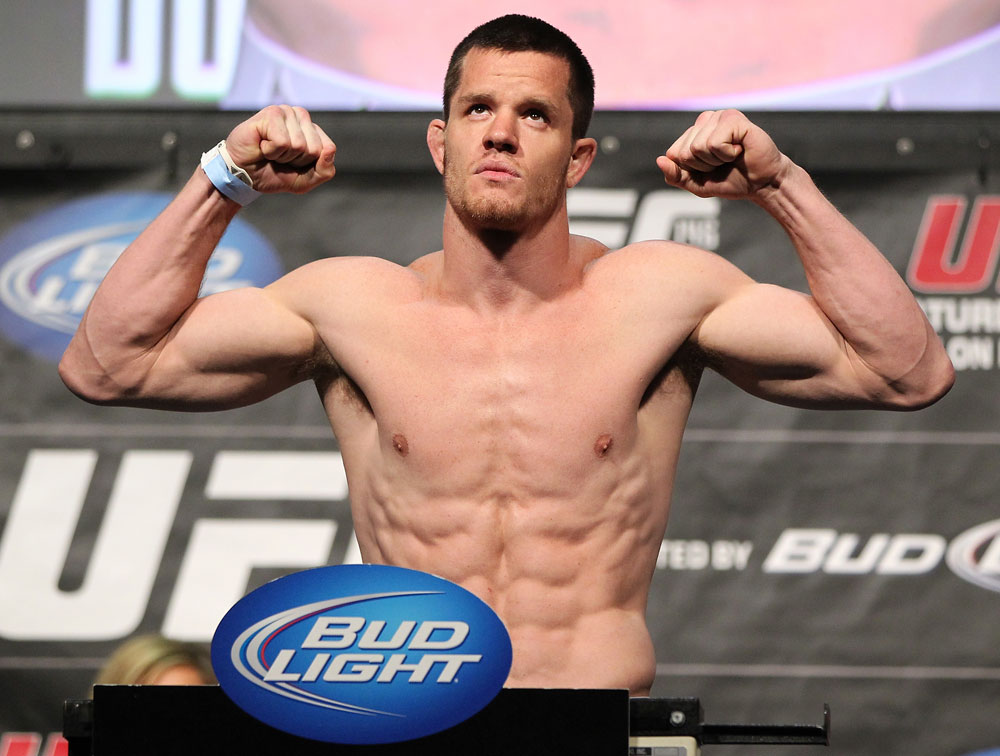 LAS VEGAS, NV - MAY 25: CB Dollaway makes weight during the UFC 146 official weigh in at the MGM Grand Garden Arena on May 25, 2012 in Las Vegas, Nevada. (Photo by Josh Hedges/Zuffa LLC/Zuffa LLC via Getty Images)