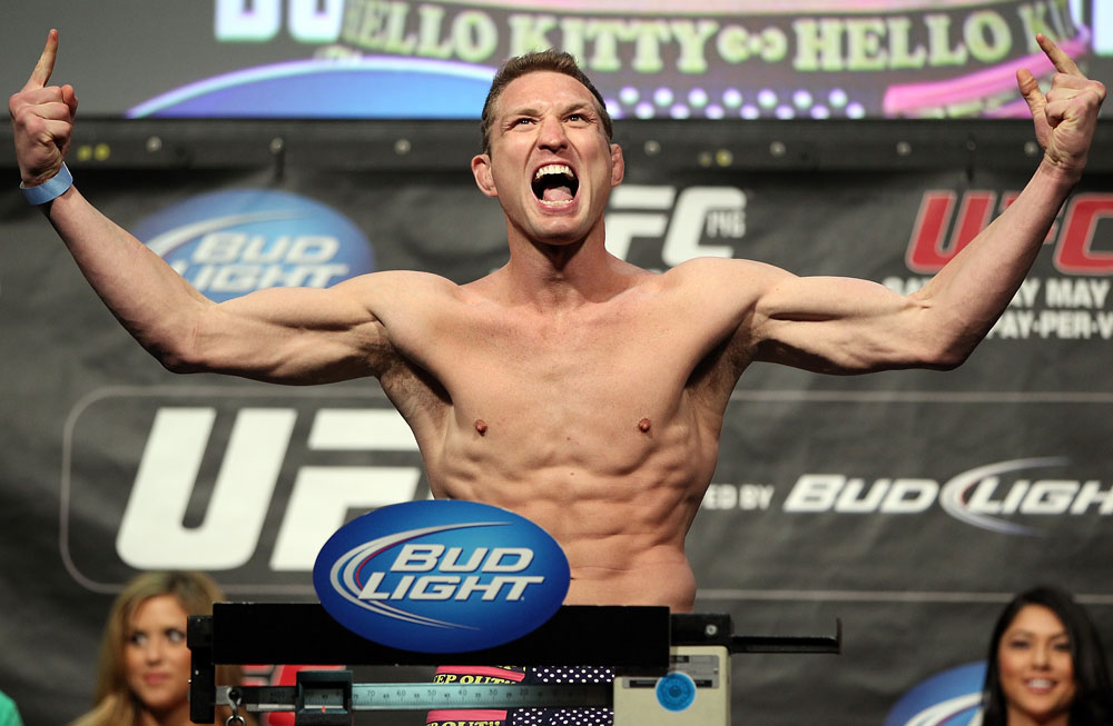 LAS VEGAS, NV - MAY 25: Jason "Mayhem" Miller makes weight during the UFC 146 official weigh in at the MGM Grand Garden Arena on May 25, 2012 in Las Vegas, Nevada. (Photo by Josh Hedges/Zuffa LLC/Zuffa LLC via Getty Images)