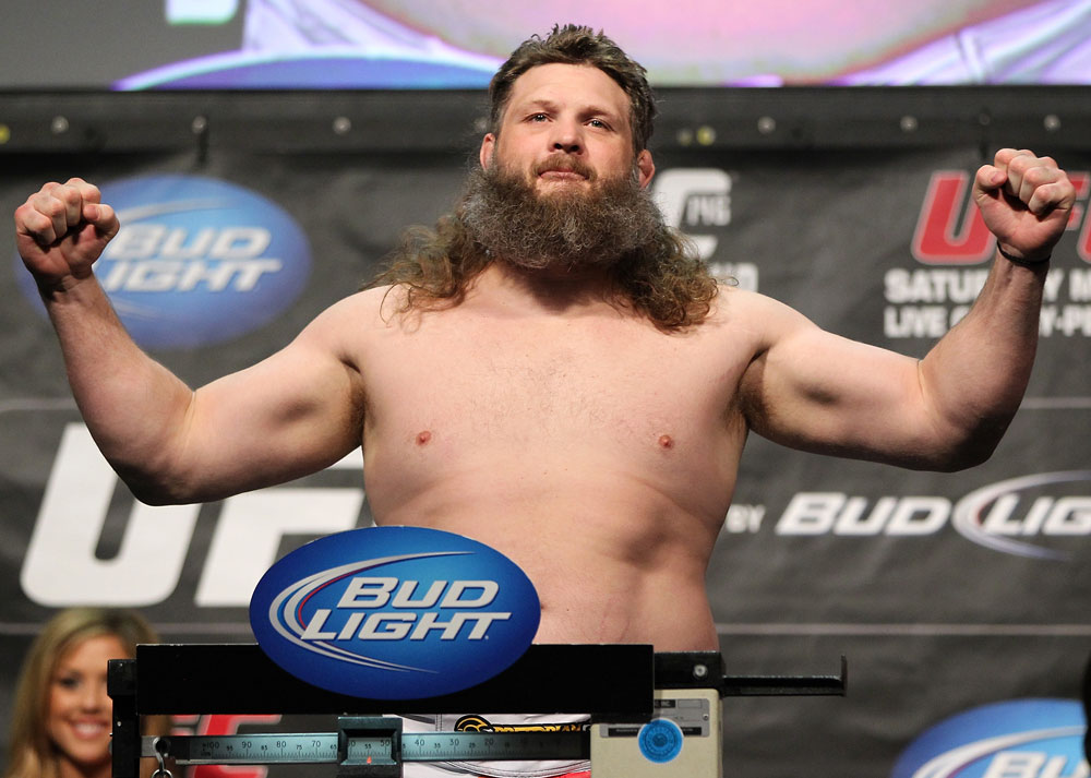 LAS VEGAS, NV - MAY 25: Roy Nelson makes weight during the UFC 146 official weigh in at the MGM Grand Garden Arena on May 25, 2012 in Las Vegas, Nevada. (Photo by Josh Hedges/Zuffa LLC/Zuffa LLC via Getty Images)