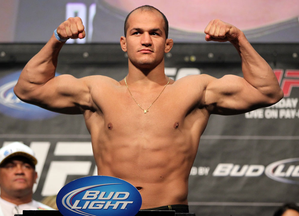 LAS VEGAS, NV - MAY 25: UFC Heavyweight Champion Junior dos Santos makes weight ahead of his title defense against Frank Mir during the UFC 146 official weigh in at the MGM Grand Garden Arena on May 25, 2012 in Las Vegas, Nevada. (Photo by Josh Hedges/Zuffa LLC/Zuffa LLC via Getty Images)
