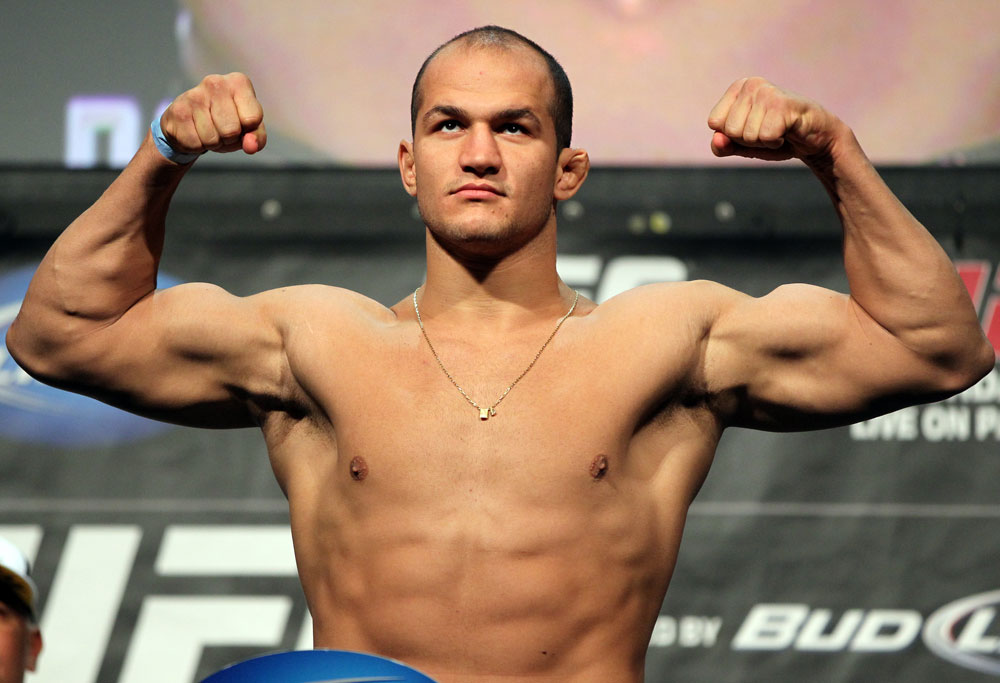 LAS VEGAS, NV - MAY 25: UFC Heavyweight Champion Junior dos Santos makes weight ahead of his title defense against Frank Mir during the UFC 146 official weigh in at the MGM Grand Garden Arena on May 25, 2012 in Las Vegas, Nevada. (Photo by Josh Hedges/Zuffa LLC/Zuffa LLC via Getty Images)