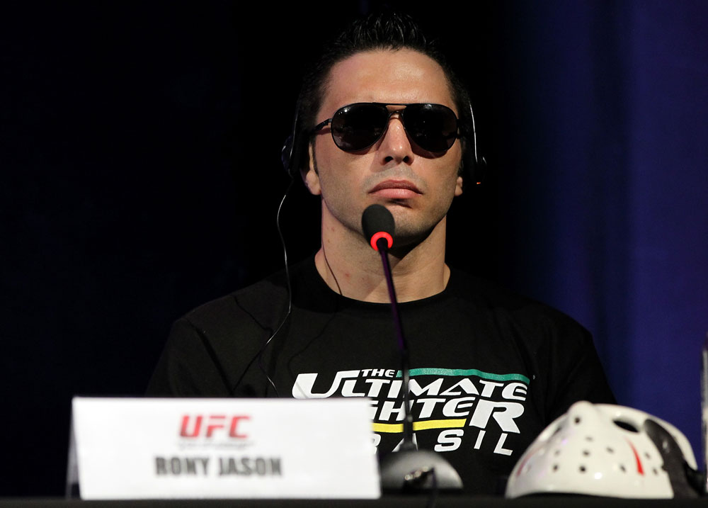 BELO HORIZONTE, BRAZIL - JUNE 21:   Rony "Jason" Mariano Bezerra attends the UFC 147 press conference at Ouro Minas Palace on June 21, 2012 in Belo Horizonte, Brazil.  (Photo by Josh Hedges/Zuffa LLC/Zuffa LLC via Getty Images)