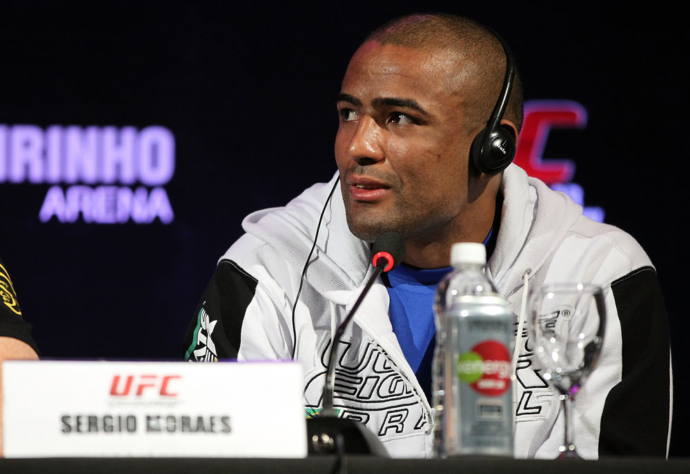 BELO HORIZONTE, BRAZIL - JUNE 21:   Sergio "Serginho" Moraes attends the UFC 147 press conference at Ouro Minas Palace on June 21, 2012 in Belo Horizonte, Brazil.  (Photo by Josh Hedges/Zuffa LLC/Zuffa LLC via Getty Images)