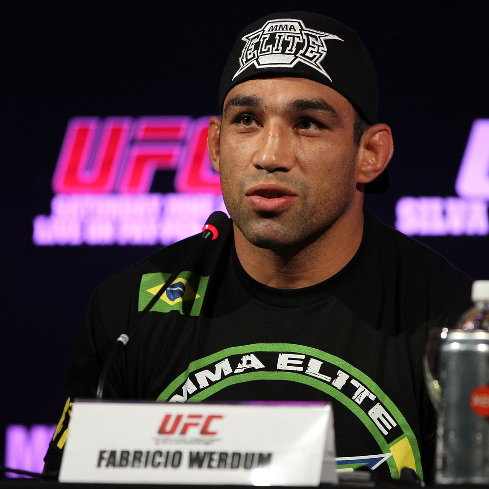 BELO HORIZONTE, BRAZIL - JUNE 21:   Fabricio Werdum attends the UFC 147 press conference at Ouro Minas Palace on June 21, 2012 in Belo Horizonte, Brazil.  (Photo by Josh Hedges/Zuffa LLC/Zuffa LLC via Getty Images)