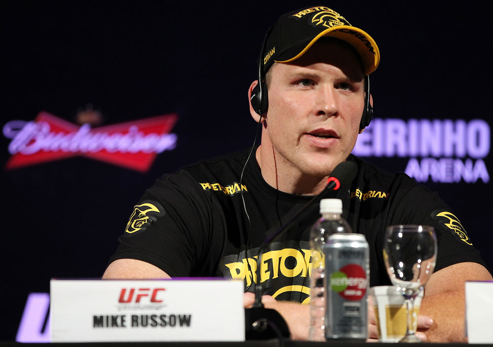 BELO HORIZONTE, BRAZIL - JUNE 21:   Mike Russow attends the UFC 147 press conference at Ouro Minas Palace on June 21, 2012 in Belo Horizonte, Brazil.  (Photo by Josh Hedges/Zuffa LLC/Zuffa LLC via Getty Images)