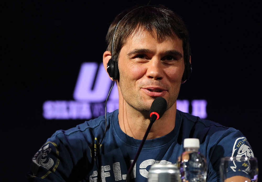 BELO HORIZONTE, BRAZIL - JUNE 21:   Rich Franklin attends the UFC 147 press conference at Ouro Minas Palace on June 21, 2012 in Belo Horizonte, Brazil.  (Photo by Josh Hedges/Zuffa LLC/Zuffa LLC via Getty Images)