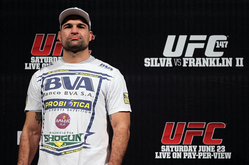 BELO HORIZONTE, BRAZIL - JUNE 22:   Mauricio "Shogun" Rua interacts with fans during a Q&A session before the UFC 147 weigh in at Est&Atilde;&iexcl;dio Jornalista Felipe Drummond on June 22, 2012 in Belo Horizonte, Brazil.  (Photo by Josh Hedges/Zuffa LLC/Zuffa LLC via Getty Images)