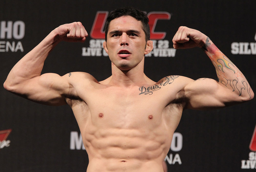 BELO HORIZONTE, BRAZIL - JUNE 22:   Rony "Jason" Mariano Bezerra makes weight during the UFC 147 weigh in at Estadio Jornalista Felipe Drummond on June 22, 2012 in Belo Horizonte, Brazil.  (Photo by Josh Hedges/Zuffa LLC/Zuffa LLC via Getty Images)
