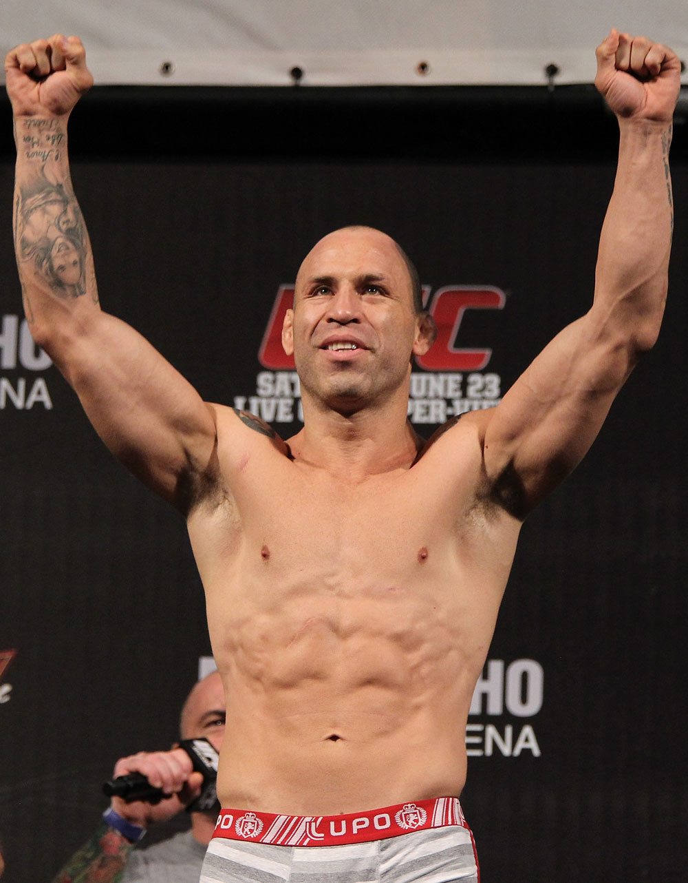 BELO HORIZONTE, BRAZIL - JUNE 22:   Wanderlei Silva makes weight during the UFC 147 weigh in at Estadio Jornalista Felipe Drummond on June 22, 2012 in Belo Horizonte, Brazil.  (Photo by Josh Hedges/Zuffa LLC/Zuffa LLC via Getty Images)