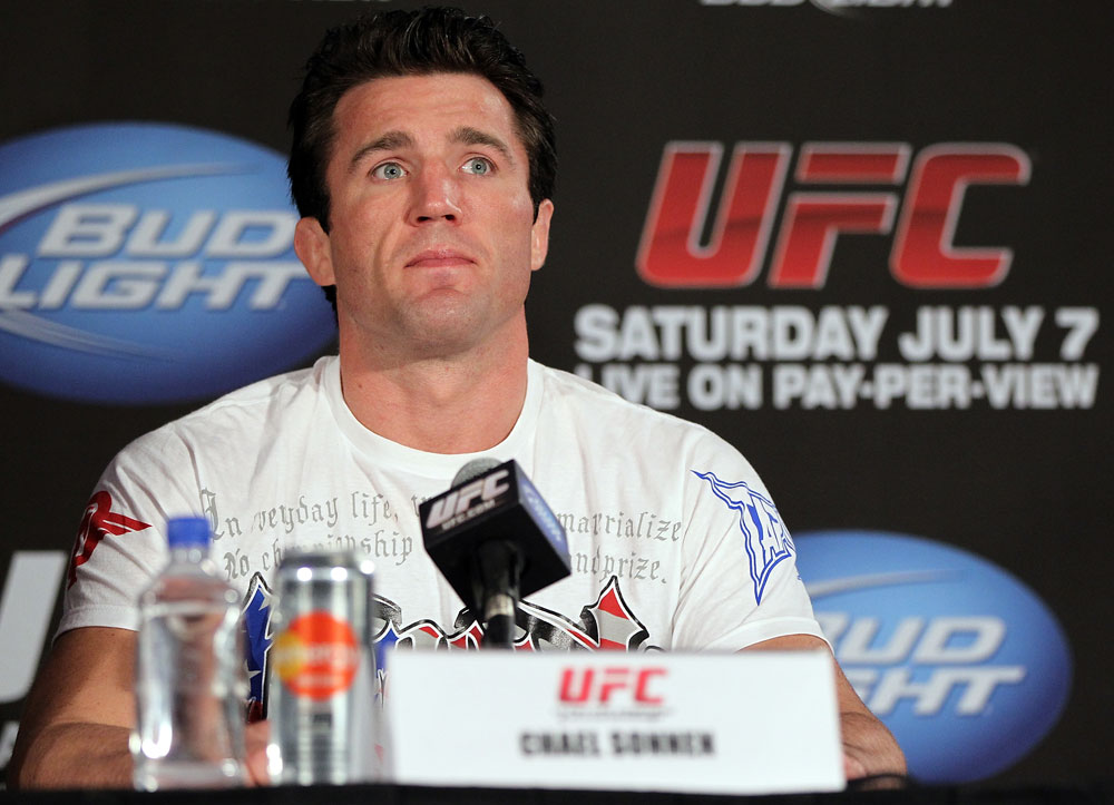 LAS VEGAS, NV - JULY 3:   Chael Sonnen attends the UFC 148 press conference at Lagasse's Stadium inside The Palazzo on July 3, 2012 in Las Vegas, Nevada.  (Photo by Josh Hedges/Zuffa LLC/Zuffa LLC via Getty Images)
