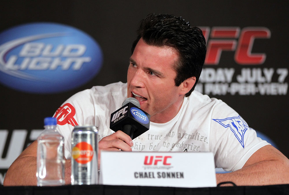 LAS VEGAS, NV - JULY 3:   Chael Sonnen attends the UFC 148 press conference at Lagasse's Stadium inside The Palazzo on July 3, 2012 in Las Vegas, Nevada.  (Photo by Josh Hedges/Zuffa LLC/Zuffa LLC via Getty Images)