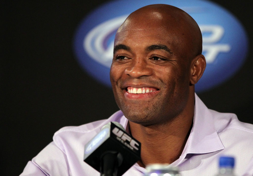 LAS VEGAS, NV - JULY 3:   UFC Middleweight Champion Anderson Silva attends  the UFC 148 press conference at Lagasse's Stadium inside The Palazzo on July 3, 2012 in Las Vegas, Nevada.  (Photo by Josh Hedges/Zuffa LLC/Zuffa LLC via Getty Images)