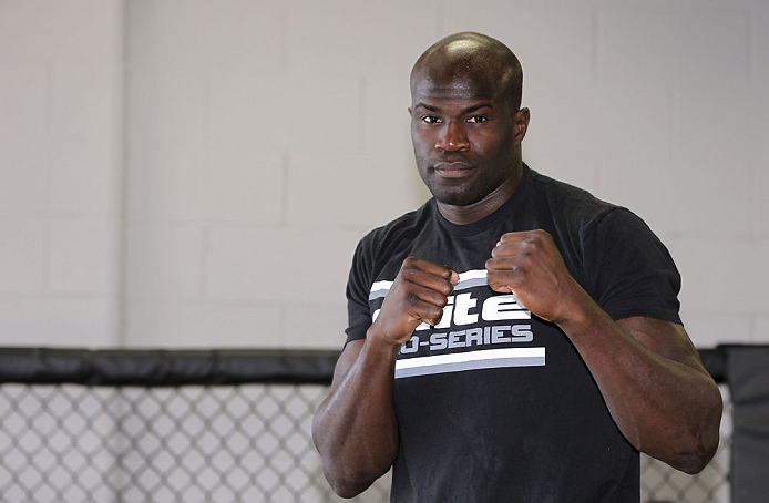 CALGARY, CANADA - JULY 18: Cheick Kongo works out for the fans and media during the UFC 149 Open Workouts inside Champion's Creed Gym on July 18, 2012 in Calgary, Alberta. (Photo by Jeff Bottari/Zuffa LLC/Zuffa LLC via Getty Images)