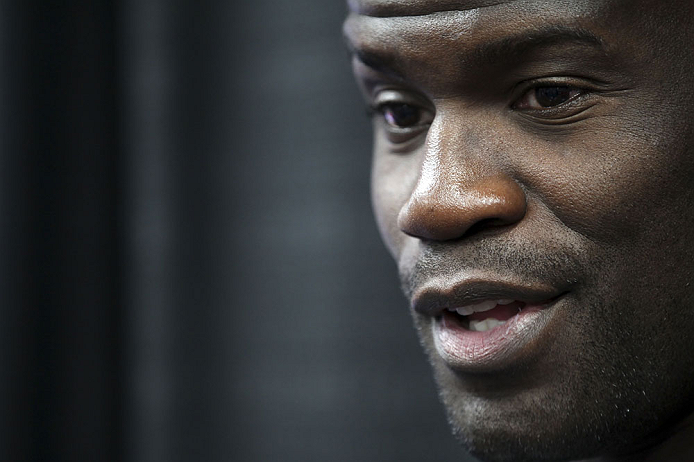 CALGARY, CANADA - JULY 18: Cheick Kongo speaks to the media during the UFC 149 Open Workouts inside Champion's Creed Gym on July 18, 2012 in Calgary, Alberta. (Photo by Jeff Bottari/Zuffa LLC/Zuffa LLC via Getty Images)