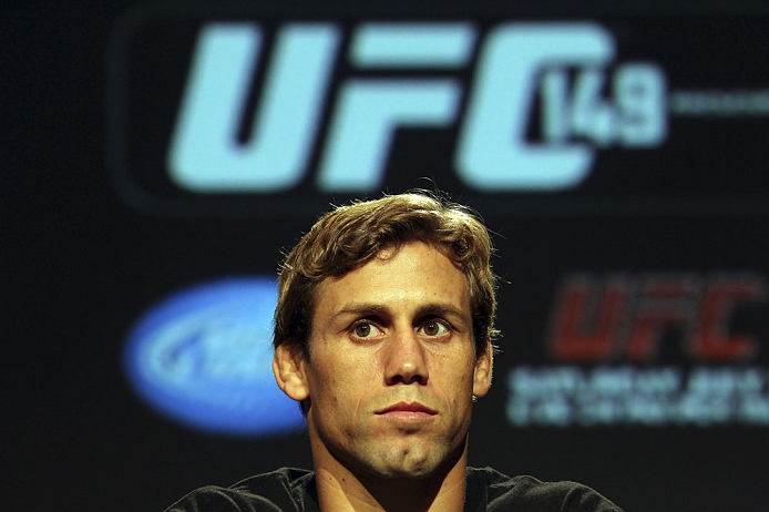 CALGARY, CANADA - JULY 19: Urijah Faber attends the UFC 149 press conference at the Flames Central Sports Club on July 19, 2012 in Calgary, Alberta, Canada. (Photo by Jeff Bottari/Zuffa LLC/Zuffa LLC via Getty Images)