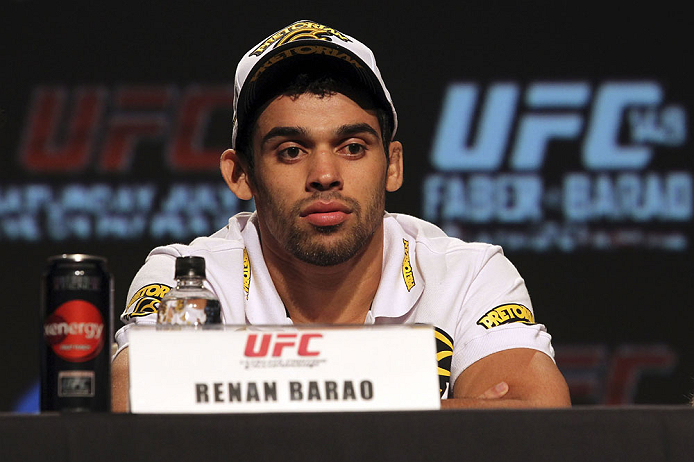 CALGARY, CANADA - JULY 19: Renan Barao attends the UFC 149 press conference at the Flames Central Sports Club on July 19, 2012 in Calgary, Alberta, Canada. (Photo by Jeff Bottari/Zuffa LLC/Zuffa LLC via Getty Images)