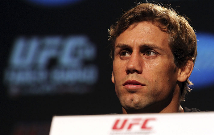 CALGARY, CANADA - JULY 19: Urijah Faber attends the UFC 149 press conference at the Flames Central Sports Club on July 19, 2012 in Calgary, Alberta, Canada. (Photo by Jeff Bottari/Zuffa LLC/Zuffa LLC via Getty Images)