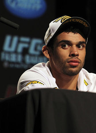 CALGARY, CANADA - JULY 19: Renan Barao attends the UFC 149 press conference at the Flames Central Sports Club on July 19, 2012 in Calgary, Alberta, Canada. (Photo by Jeff Bottari/Zuffa LLC/Zuffa LLC via Getty Images)