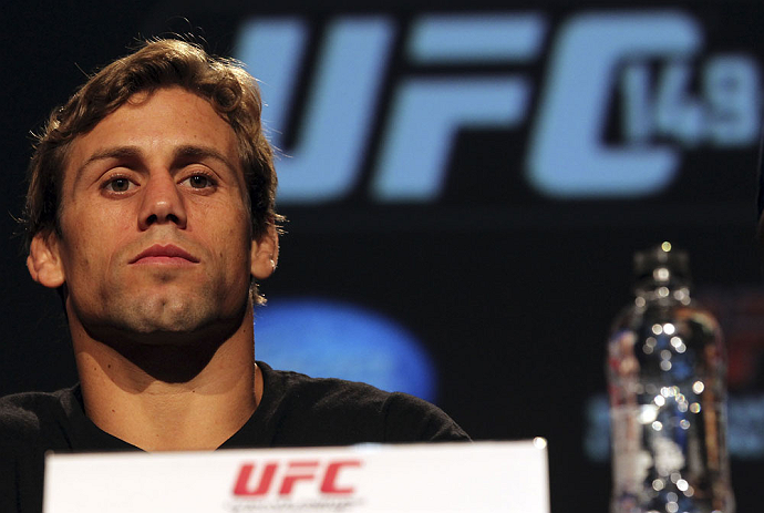 CALGARY, CANADA - JULY 19: Urijah Faber attends the UFC 149 press conference at the Flames Central Sports Club on July 19, 2012 in Calgary, Alberta, Canada. (Photo by Jeff Bottari/Zuffa LLC/Zuffa LLC via Getty Images)