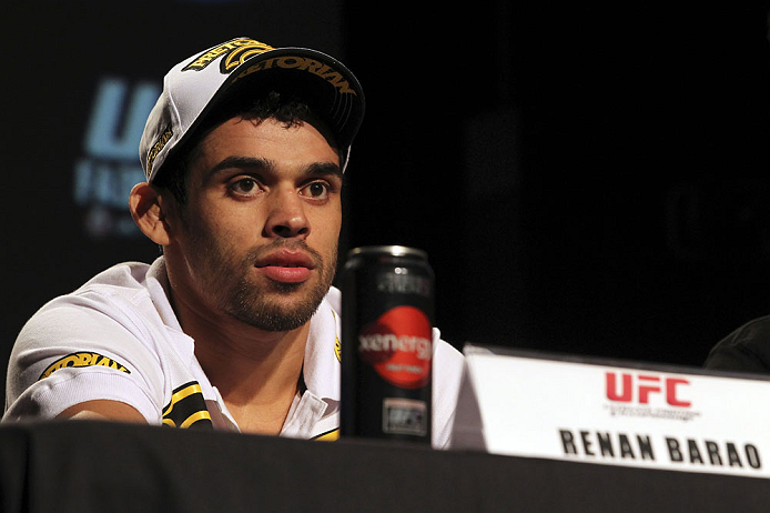 CALGARY, CANADA - JULY 19: Renan Barao attends the UFC 149 press conference at the Flames Central Sports Club on July 19, 2012 in Calgary, Alberta, Canada. (Photo by Jeff Bottari/Zuffa LLC/Zuffa LLC via Getty Images)