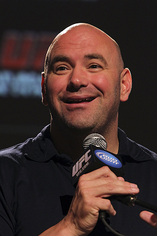 CALGARY, CANADA - JULY 19: UFC President Dana White attends the UFC 149 press conference at the Flames Central Sports Club on July 19, 2012 in Calgary, Alberta, Canada. (Photo by Jeff Bottari/Zuffa LLC/Zuffa LLC via Getty Images)